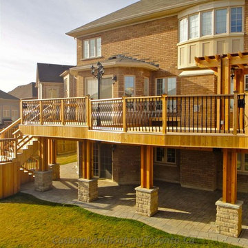 cedar deck with walkout basement and pergola