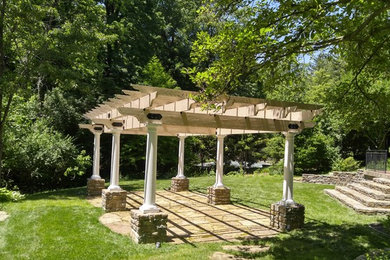 Cedar pergola with decorative hardware