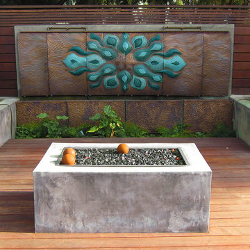 Ceramic Mandala Outdoor Water Wall - Bronze/Multi Green Combo