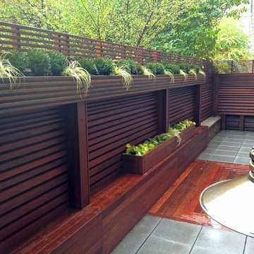 Chelsea, NYC Terrace: Wood Fence, Deck, Patio, Privacy, Ipe, Bluestone, Planter