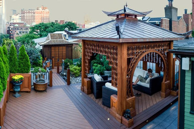 Réalisation d'un toit terrasse sur le toit asiatique.