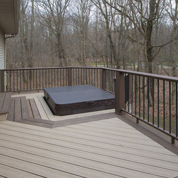Chocolate Hot Tub Deck with Screened Porch