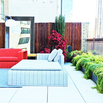 Clinton, NYC Roof Garden: Terrace, Paver Deck, Patio, Outdoor Seating, Fence, Co