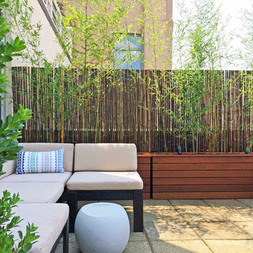 Cobble Hill, Brooklyn Terrace - Custom Planter Boxes, Bamboo Fence, West Elm Sec