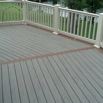 Composite deck, vinyl rails