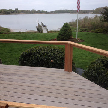 Composite Deck with Cedar Rail and Stainless Cable.