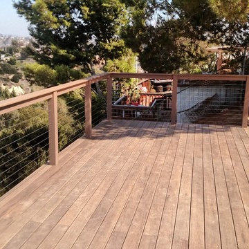 Composite Wood Deck and Pergola on Retaining Wall