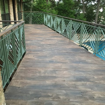 Concrete overlay and staining wood pattern