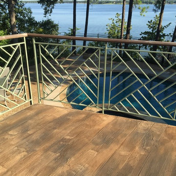 Concrete overlay and staining wood pattern