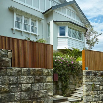 Coogee — Front exterior planting, fencing and house numbers