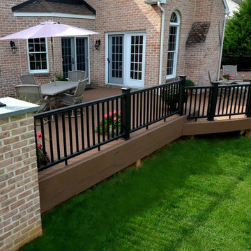 Curved portion of deck; Custom Brick Columns to match house