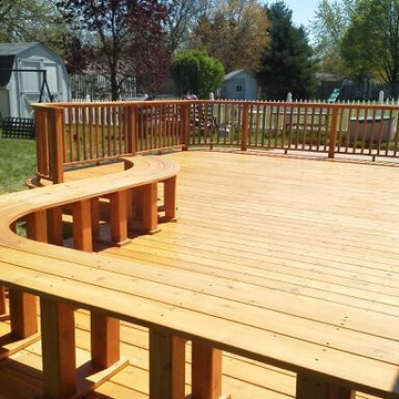 Custom curved wood deck and bench