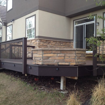 Side view of composite deck with fire feature