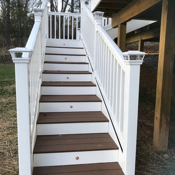 Custom Designed Deck - Vinyl Railings, Solar Post Caps & Stair Lights