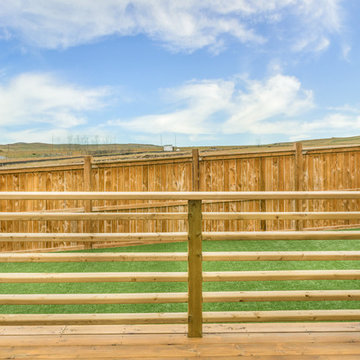 Custom Wood Fence with Deck & Railing