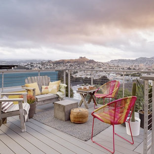 Ispirazione per una terrazza minimal di medie dimensioni, sul tetto e sul tetto con nessuna copertura