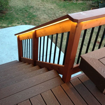 Deck with bench (composite & redwood)