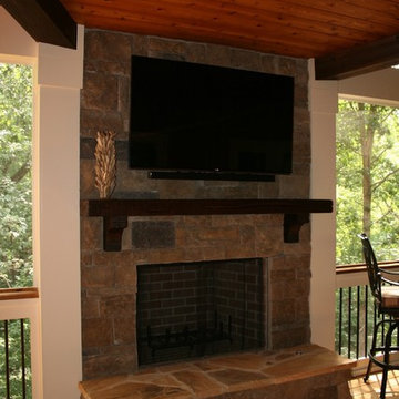 Double gable porch with Fireplace