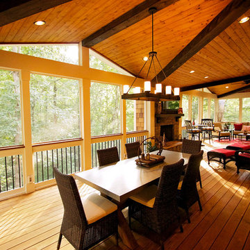 Double gable porch with Fireplace