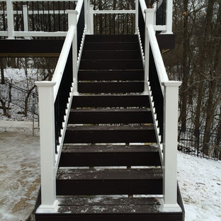 Inspiration for a large contemporary backyard deck remodel in Minneapolis with no cover