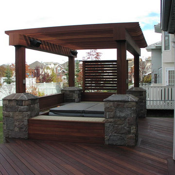 Exotic Decking, Benches, Privacy Screen and Pergola