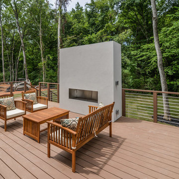 exterior back deck and fireplace