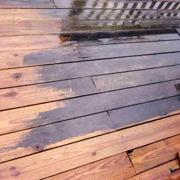 Exterior Deck before and after powerwashing