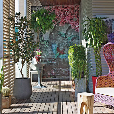 Eclectic deck photo in Other with a roof extension