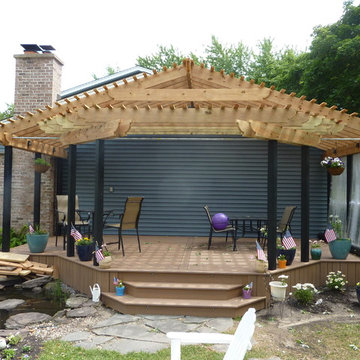 Gabled Pergola with Waterfall Stairs