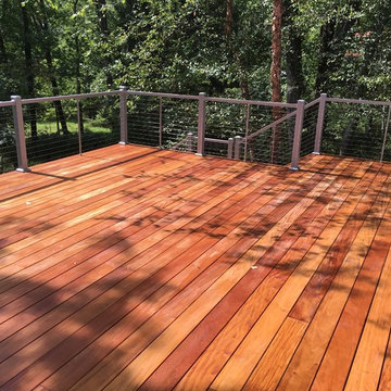Garapa wood deck with cable railings