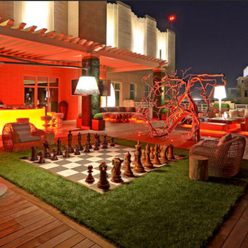Giant Chess Set on a Dallas Rooftop