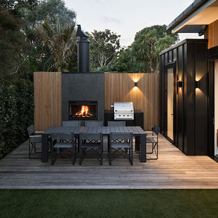 Idee per una terrazza minimalista di medie dimensioni e dietro casa con nessuna copertura