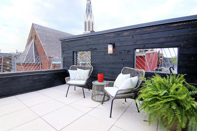 Diseño de terraza contemporánea de tamaño medio sin cubierta en azotea con cocina exterior