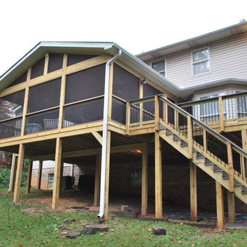 Homewood, AL, Deck and Screened Porch Combination w/ Outdoor Fireplace