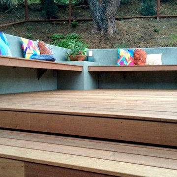 Indonesian hardwood deck with floating seats