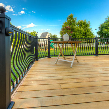 Ipe hardwood deck with bar and custom stairway