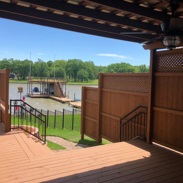 Lake house deck, cover, and dog door porch with cover