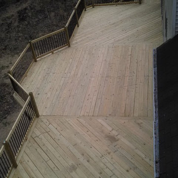 Large Wood Deck with angled decking
