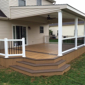 Lean-to roof over two toned Clubhouse deck