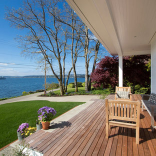 Deck - large farmhouse backyard deck idea in Seattle