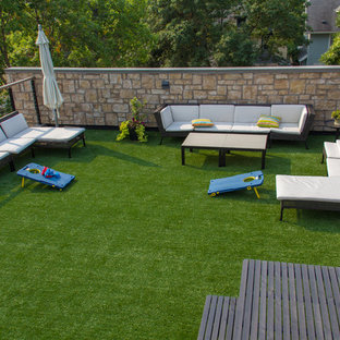 Immagine di una terrazza minimal sul tetto, di medie dimensioni e sul tetto con nessuna copertura