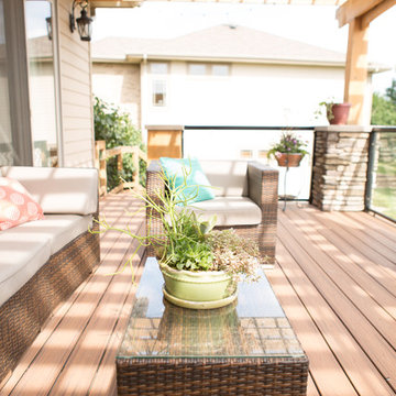 Modern Terrace Deck with Pergola, Pool and Outdoor Kitchen