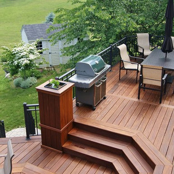 Multi-level Ipe Deck in Newton, NJ with built-in planters