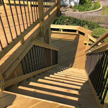 Multi-level Wood Deck with Aluminum Spindles by Lake Zurich, IL Wood Deck Builde