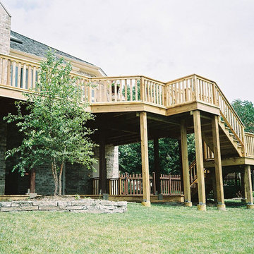 Multi-Level Wooden Deck and Wood Fencing