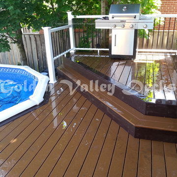multilevel trex deck around swimming pool