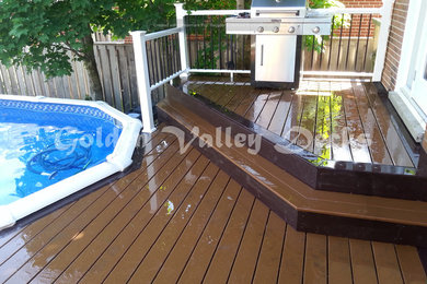multilevel trex deck around swimming pool
