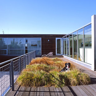 Immagine di una grande terrazza minimalista sul tetto e al primo piano con nessuna copertura