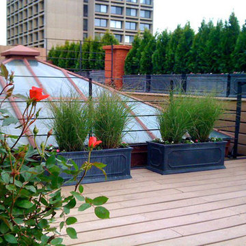 NYC Roof Garden: Terrace, Deck, Composite Fence, Privacy Screen, Sunroof