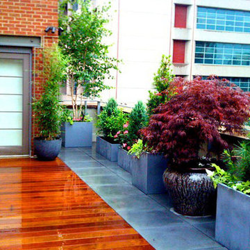 NYC Roof Garden: Terrace, Ipe Deck, Bluestone Pavers, Container Garden